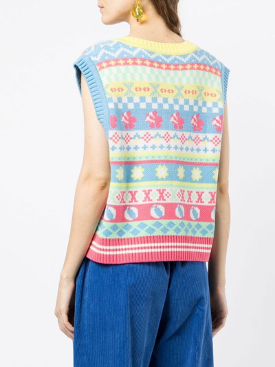 Shop Mira Mikati Abstrat-pattern V-neck Jumper In Multicolour