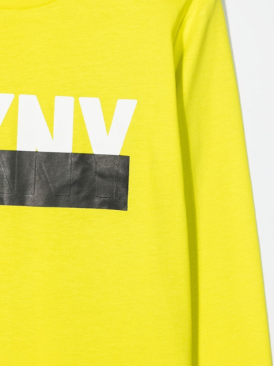 Shop Dkny Logo-print Long-sleeve T-shirt In Yellow