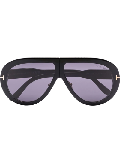 Tom Ford Black Troy Aviator-style Sunglasses In Black