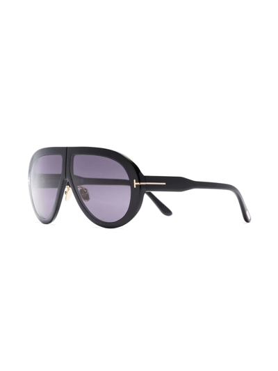 Tom Ford Black Troy Aviator-style Sunglasses In Black