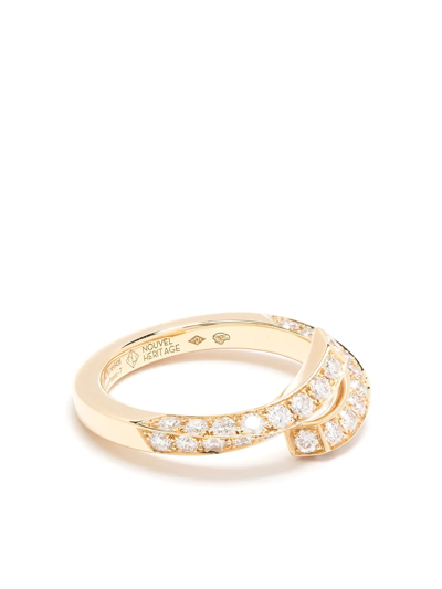 18K黄金钻石螺旋设计戒指