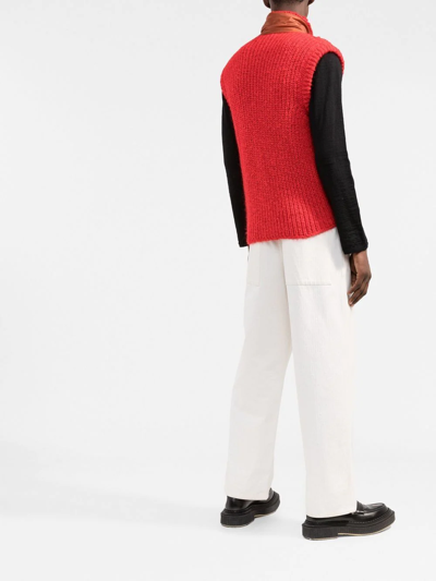 Shop Marni Zip-up Knitted Vest In Red