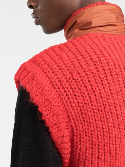 Shop Marni Zip-up Knitted Vest In Red