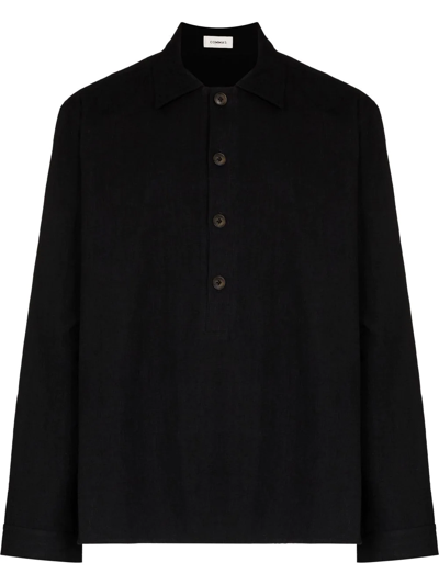 Shop Commas Artist Collar Long-sleeve Shirt In Black