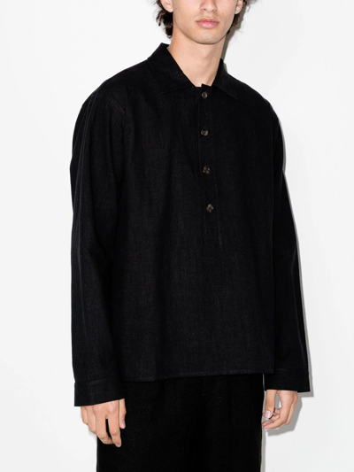 Shop Commas Artist Collar Long-sleeve Shirt In Black