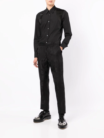 Shop Alexander Mcqueen Graffiti Jacquard Tailored Trousers In Black