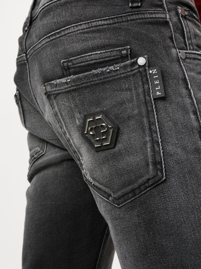 Shop Philipp Plein Logo-plaque Skinny-cut Jeans In Grey