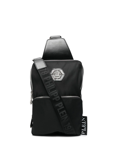 Shop Philipp Plein Hexagon Logo Plaque Shoulder Bag In Black