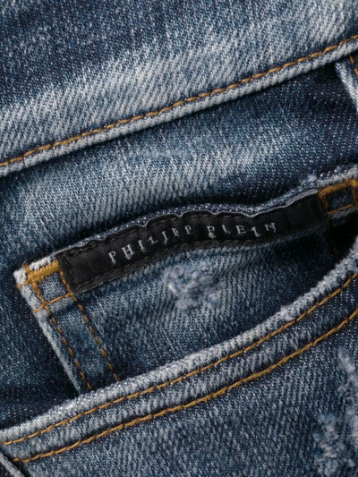 Shop Philipp Plein Distressed-finish Denim Jeans In Blue