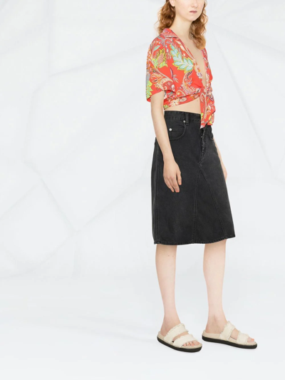 Shop Isabel Marant Étoile Fiali A-line Denim Midi Skirt In Black