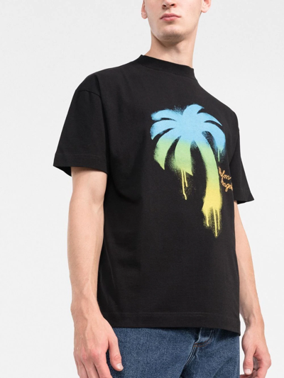 Shop Palm Angels Graffiti-print Logo T-shirt In Black