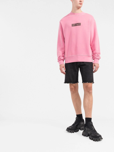 Palm Angels Box Logo-embossed Cotton-jersey Sweatshirt In Pink