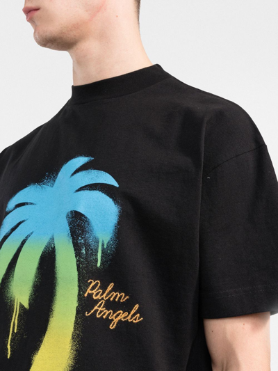 Shop Palm Angels Graffiti-print Logo T-shirt In Black