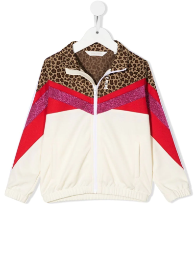 Shop Palm Angels Colour-block Zip-up Sweatshirt Jacket In White