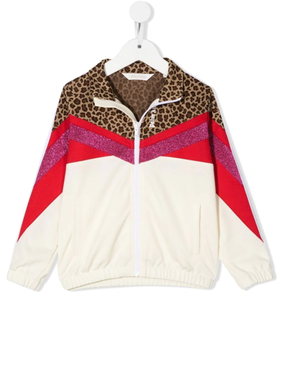 Palm Angels Colour-block Zip-up Sweatshirt Jacket In White
