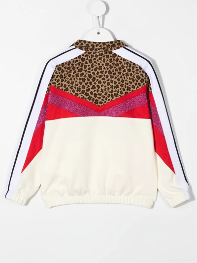 Shop Palm Angels Colour-block Zip-up Sweatshirt Jacket In White