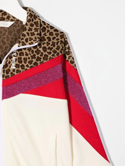 Palm Angels Colour-block Zip-up Sweatshirt Jacket In White