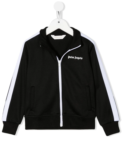 Shop Palm Angels Logo-print Zipped Sweatshirt In Black