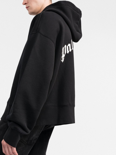 Shop Palm Angels Banana-print Cotton Hoodie In Black