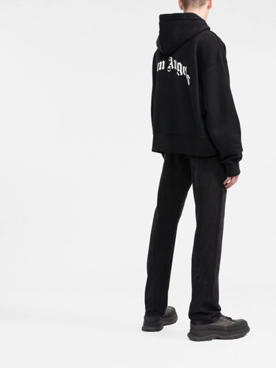 Shop Palm Angels Banana-print Cotton Hoodie In Black