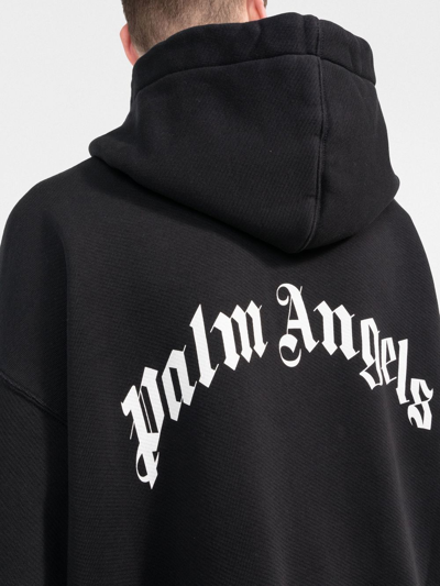 Palm Angels Banana Print Cotton Sweatshirt Hoodie In Black