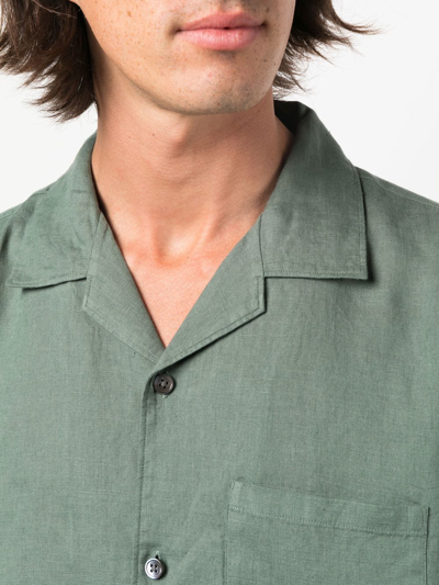 Shop Theory Short-sleeve Linen Shirt In Green