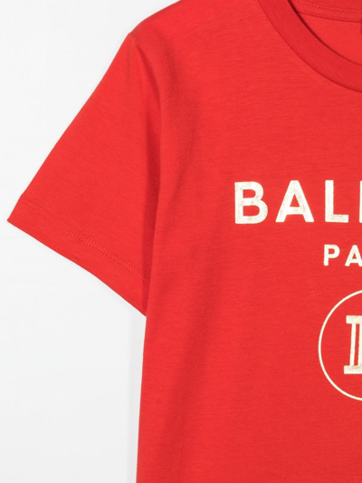Shop Balmain Logo-print Short-sleeved T-shirt In Red
