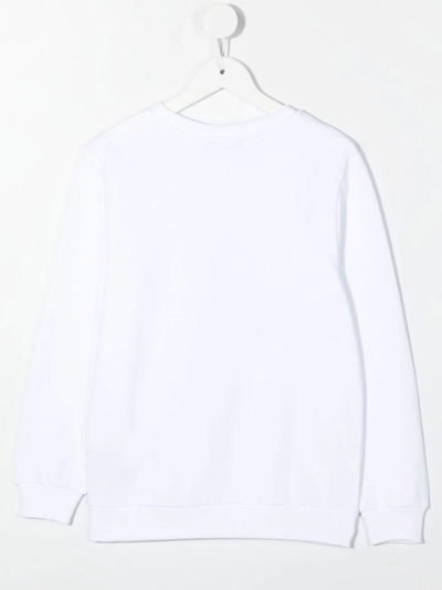 Shop Balmain Logo-print Crew Neck Sweatshirt In White