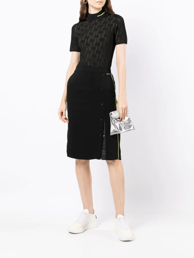 Shop Karl Lagerfeld Monogram Knitted Top In Black