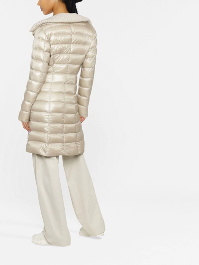 Herno Knitted-collar Padded Coat In Neutrals