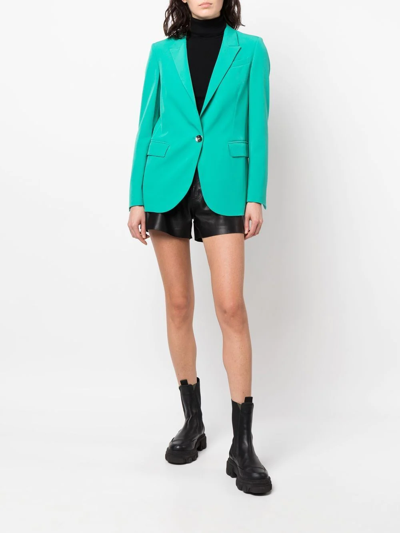 Shop Liu •jo Peak-lapels Single-breasted Blazer In Green