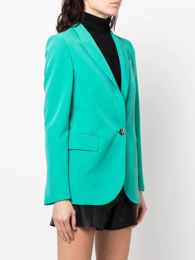 Shop Liu •jo Peak-lapels Single-breasted Blazer In Green