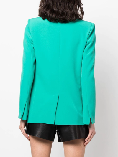 Shop Liu •jo Peak-lapels Single-breasted Blazer In Green