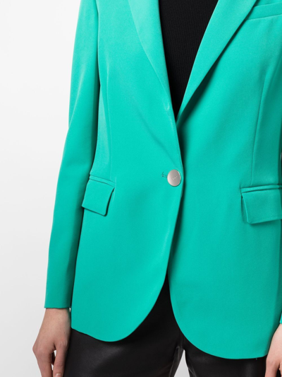 Shop Liu •jo Peak-lapels Single-breasted Blazer In Green