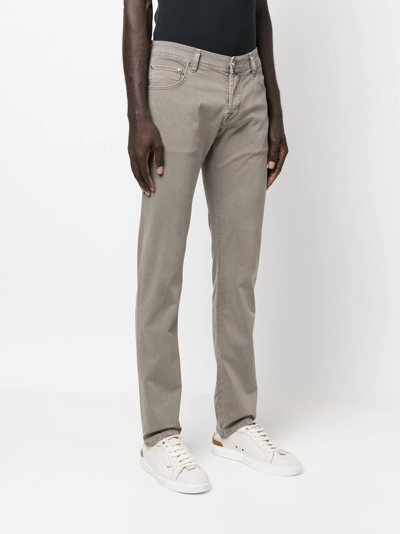 Shop Jacob Cohen Five-pocket Cotton Straight-leg Trousers In Neutrals