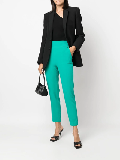 Shop Liu •jo Cropped Tailored Trousers In Green