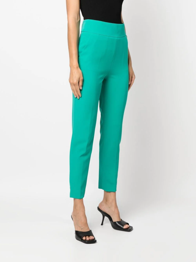 Shop Liu •jo Cropped Tailored Trousers In Green