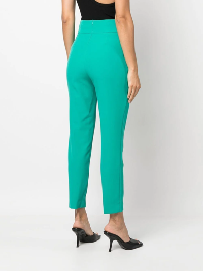 Shop Liu •jo Cropped Tailored Trousers In Green