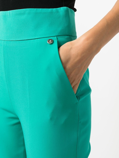 Shop Liu •jo Cropped Tailored Trousers In Green
