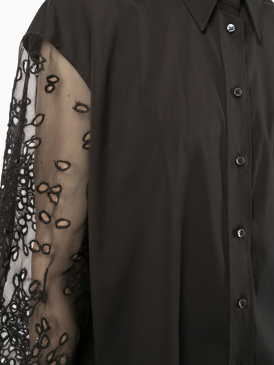 Shop Brunello Cucinelli Sheer-sleeves Shirt In Black