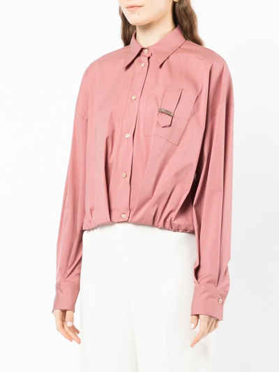 Shop Brunello Cucinelli Long-sleeve Gathered Shirt In Pink