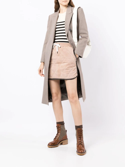 Shop Brunello Cucinelli Contrast-trim Quilted Skirt In Pink