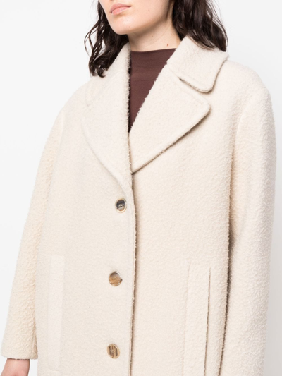 Shop Semicouture Single-breasted Shearling Coat In Neutrals