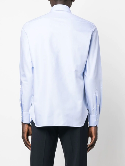 Shop Zegna Pointed-collar Button-up Shirt In Blue