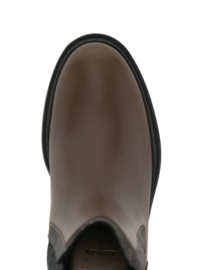 Shop Brunello Cucinelli Block-heel Chelsea Boots In Brown