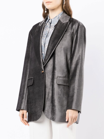 Shop Brunello Cucinelli Boxy Velvet Blazer In Grey
