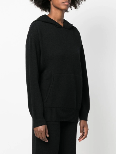 Shop Msgm Hooded Wool-cashmere Jumper In Black