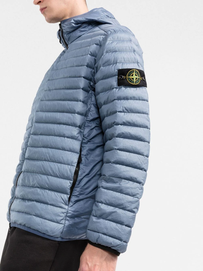 Shop Stone Island Compass-patch Padded Jacket In Blue