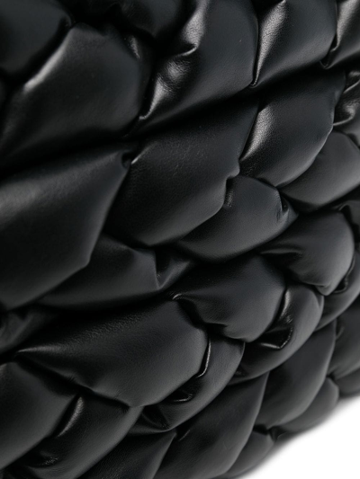 Shop A.w.a.k.e. Leather Interwoven Clutch-bag In Black