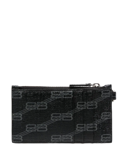 Shop Balenciaga Bb Logo-print Wallet In Black